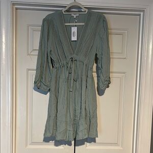 Baltic Born Sage Green V-Neck Dress size large Tags Are No Longer Attached